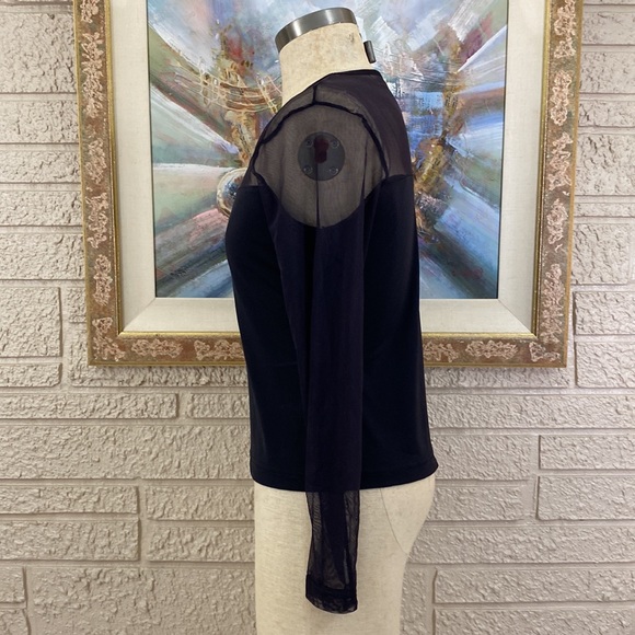 Gioano Sheer Mesh Contrast Pullover Style Knit Top - Picture 3 of 8